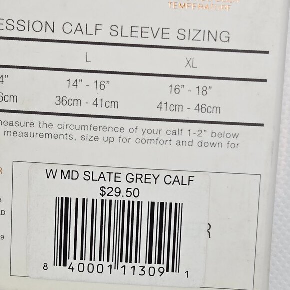 NWT TOMMIE COPPER WOMEN'S COMPRESSION CALF SLEEVE SLATE GREY MEDIUM MSRP $30 - Picture 8 of 10
